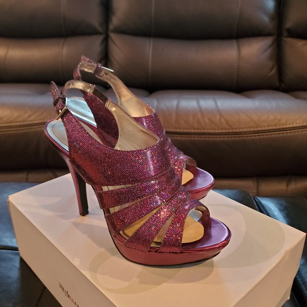 Macy's Plum Glitter Heels